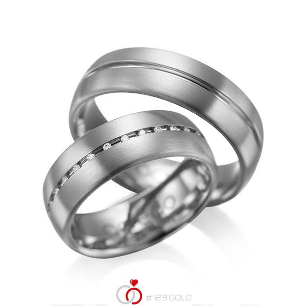 Set Klassieke trouwringen in dark grey gold 14 kt. met in totaal 0,145 ct. Briljant tw/si van acredo - A-1012-6 Set Klassieke trouwringen in dark grey gold 14 kt. met in totaal 0,145 ct. Briljant tw/si van acredo - A-1012-6