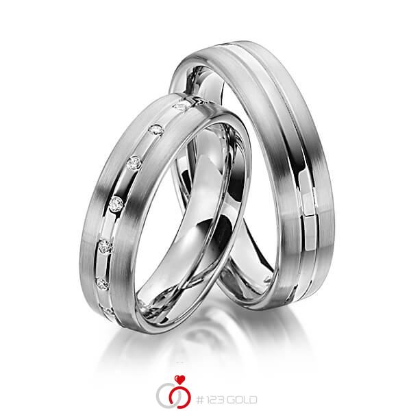 Set Klassieke trouwringen in dark grey gold 14 kt. met in totaal 0,17 ct. Briljant tw/si van Steinberg - Q-1345-15 Set Klassieke trouwringen in dark grey gold 14 kt. met in totaal 0,17 ct. Briljant tw/si van Steinberg - Q-1345-15