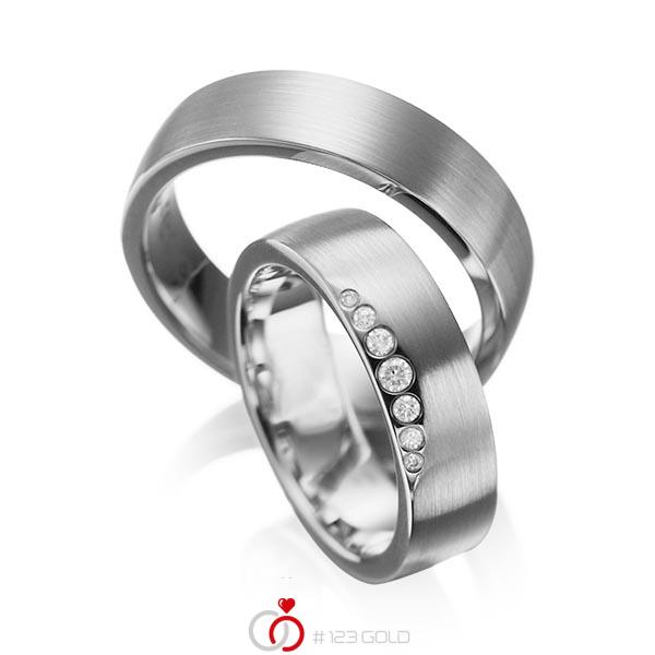 Set klassieke trouwringen in dark grey gold 14 kt. met in totaal 0,1 ct. Briljant tw/si van acredo - A-1026-2 Set klassieke trouwringen in dark grey gold 14 kt. met in totaal 0,1 ct. Briljant tw/si van acredo - A-1026-2