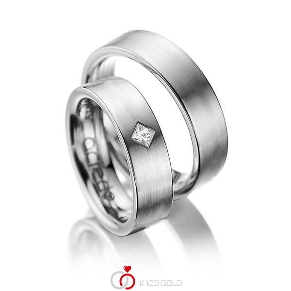 Set klassieke trouwringen in dark grey gold 14 kt. met in totaal 0,1 ct. Princess-Diamant tw/si van acredo - A-1020-5 Set klassieke trouwringen in dark grey gold 14 kt. met in totaal 0,1 ct. Princess-Diamant tw/si van acredo - A-1020-5