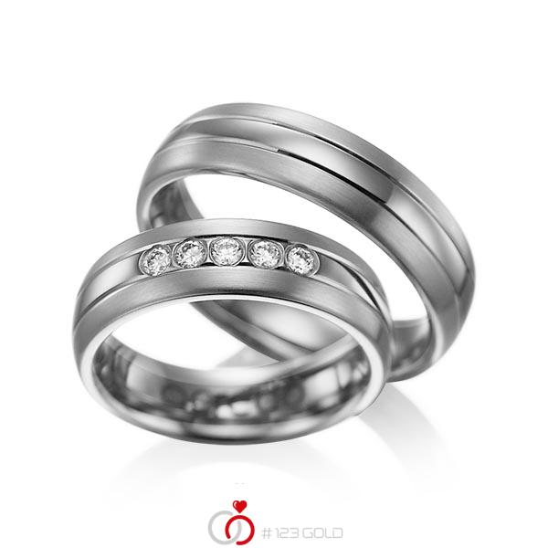 Set Klassieke trouwringen in dark grey gold 14 kt. met in totaal 0,2 ct. Briljant tw/si van acredo - A-1001-12 Set Klassieke trouwringen in dark grey gold 14 kt. met in totaal 0,2 ct. Briljant tw/si van acredo - A-1001-12