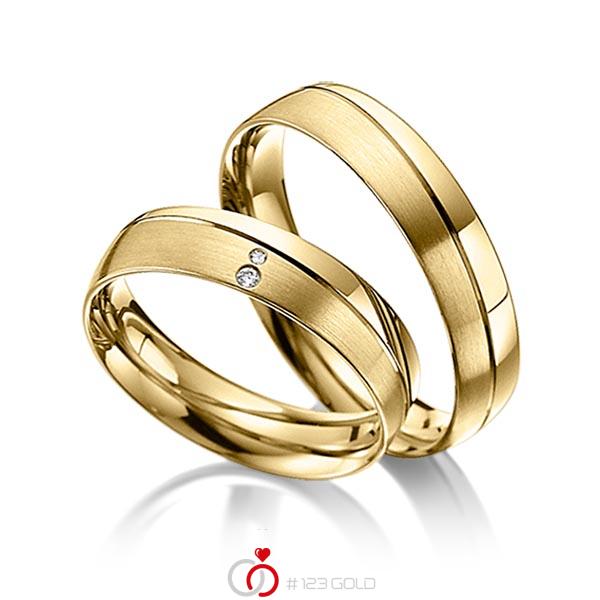 Set Klassieke trouwringen in geelgoud 14 kt. met in totaal 0,015 ct. Briljant tw/si van acredo - A-3008-2 Set Klassieke trouwringen in geelgoud 14 kt. met in totaal 0,015 ct. Briljant tw/si van acredo - A-3008-2