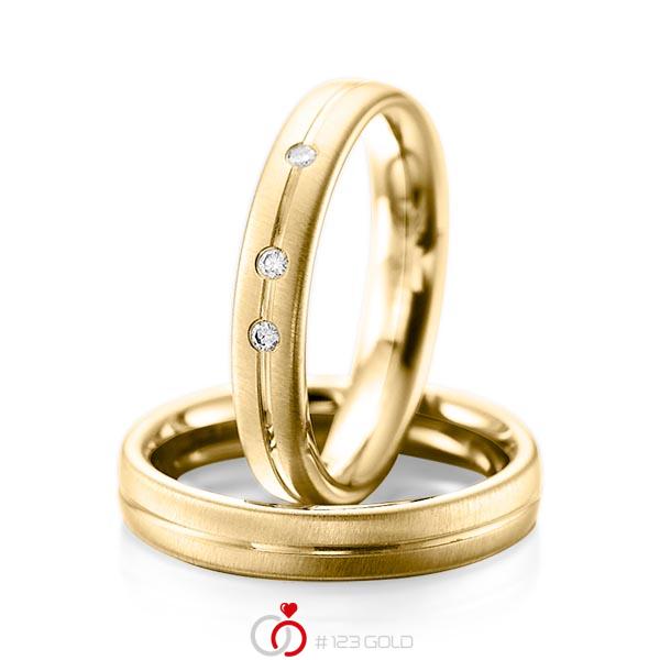 Set Klassieke trouwringen in geelgoud 14 kt. met in totaal 0,06 ct. Briljant tw/si van acredo - A-1086-8 Set Klassieke trouwringen in geelgoud 14 kt. met in totaal 0,06 ct. Briljant tw/si van acredo - A-1086-8