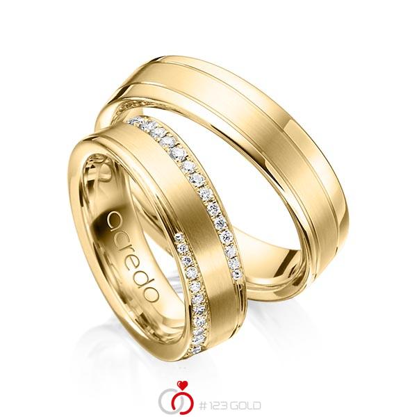 Set Klassieke trouwringen in geelgoud 14 kt. met in totaal 0,556 ct. Briljant tw/si van acredo - A-1162-2 Set Klassieke trouwringen in geelgoud 14 kt. met in totaal 0,556 ct. Briljant tw/si van acredo - A-1162-2