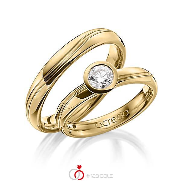 Set Klassieke trouwringen in geelgoud 18 kt. met 0,5 ct. Briljanten r,if van acredo - A-1256-9 Set Klassieke trouwringen in geelgoud 18 kt. met 0,5 ct. Briljanten r,if van acredo - A-1256-9