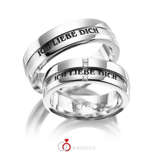 Set Klassieke trouwringen in grijsgoud 14 kt. met in totaal 0,03 ct. Briljant tw/si van acredo - A-1032-7 Set Klassieke trouwringen in grijsgoud 14 kt. met in totaal 0,03 ct. Briljant tw/si van acredo - A-1032-7