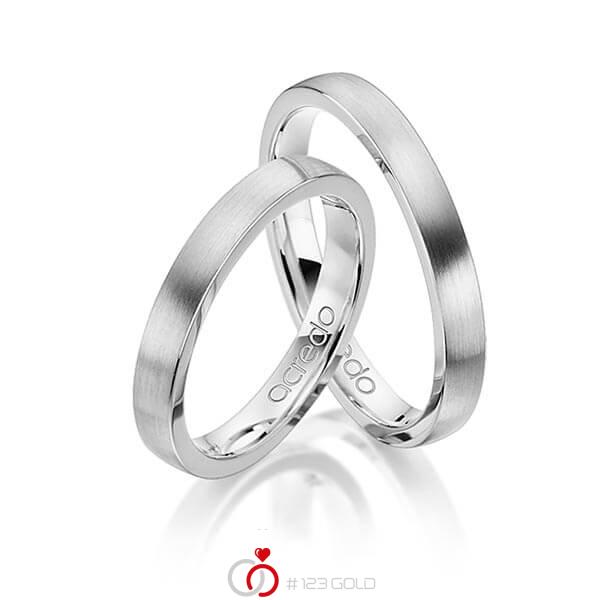 Set klassieke trouwringen in grijsgoud 14 kt. van acredo - A-1295-3 Set klassieke trouwringen in grijsgoud 14 kt. van acredo - A-1295-3