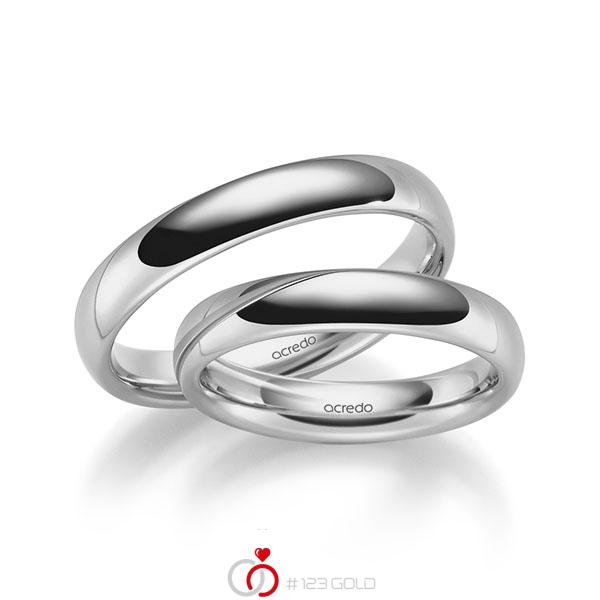 Set klassieke trouwringen in grijsgoud 14 kt. van acredo - S-1265-3 Set klassieke trouwringen in grijsgoud 14 kt. van acredo - S-1265-3