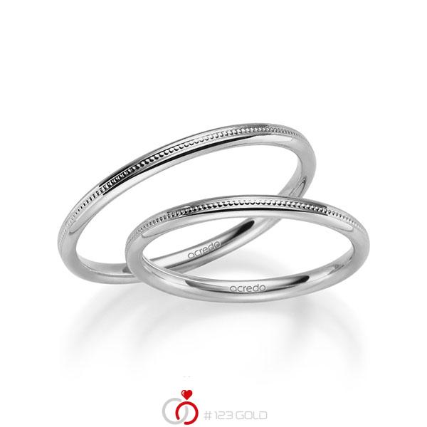 Set Klassieke trouwringen in grijsgoud 14 kt. van acredo - S-1270-2 Set Klassieke trouwringen in grijsgoud 14 kt. van acredo - S-1270-2