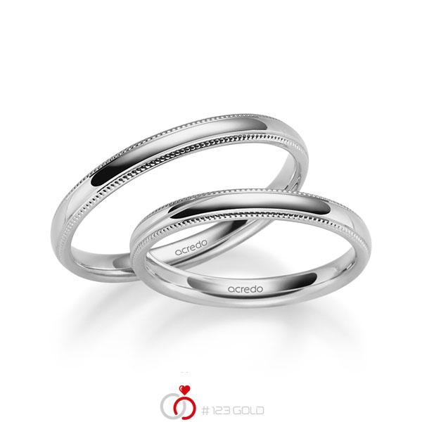 Set Klassieke trouwringen in grijsgoud 14 kt. van acredo - S-1271-2 Set Klassieke trouwringen in grijsgoud 14 kt. van acredo - S-1271-2