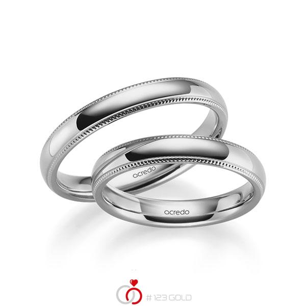 Set Klassieke trouwringen in grijsgoud 14 kt. van acredo - S-1273-5 Set Klassieke trouwringen in grijsgoud 14 kt. van acredo - S-1273-5