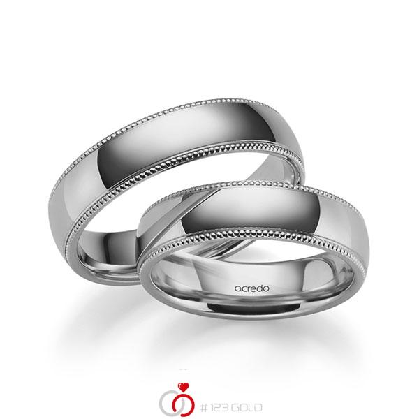 Set Klassieke trouwringen in grijsgoud 14 kt. van acredo - S-1277-6 Set Klassieke trouwringen in grijsgoud 14 kt. van acredo - S-1277-6
