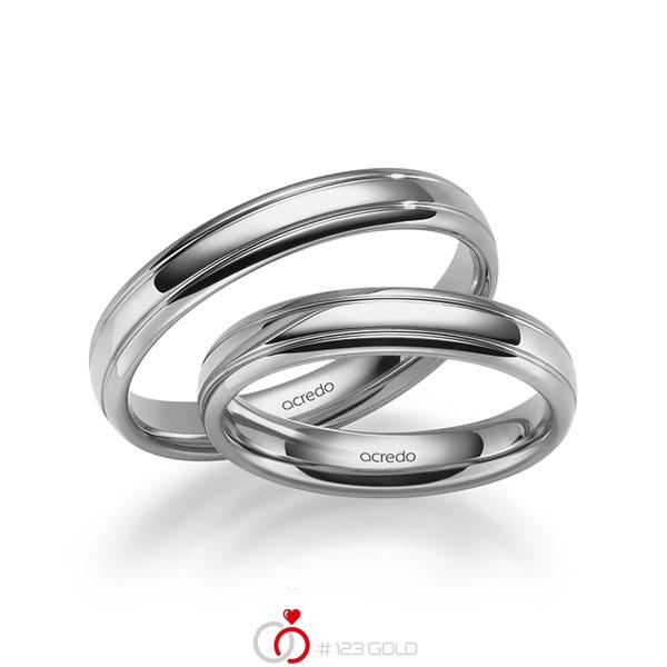 Set Klassieke trouwringen in grijsgoud 14 kt. van acredo - S-1284-6 Set Klassieke trouwringen in grijsgoud 14 kt. van acredo - S-1284-6