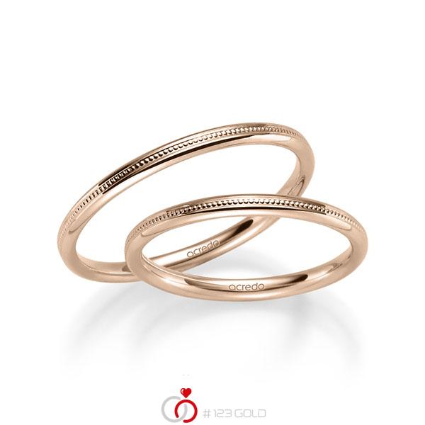 Set Klassieke trouwringen in roodgoud 14 kt. van acredo - S-1270-4 Set Klassieke trouwringen in roodgoud 14 kt. van acredo - S-1270-4