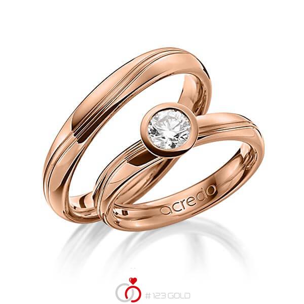 Set Klassieke trouwringen in roodgoud 18 kt. met 0,5 ct. Briljanten r,if van acredo - A-1256-10 Set Klassieke trouwringen in roodgoud 18 kt. met 0,5 ct. Briljanten r,if van acredo - A-1256-10