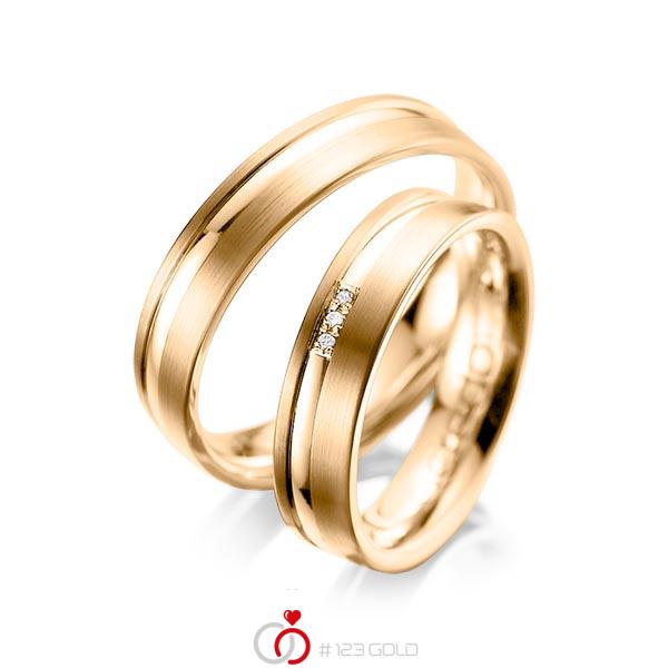 Set Klassieke trouwringen in roségoud 14 kt. met in totaal 0,015 ct. Briljant tw/si van acredo - A-1039-4 Set Klassieke trouwringen in roségoud 14 kt. met in totaal 0,015 ct. Briljant tw/si van acredo - A-1039-4