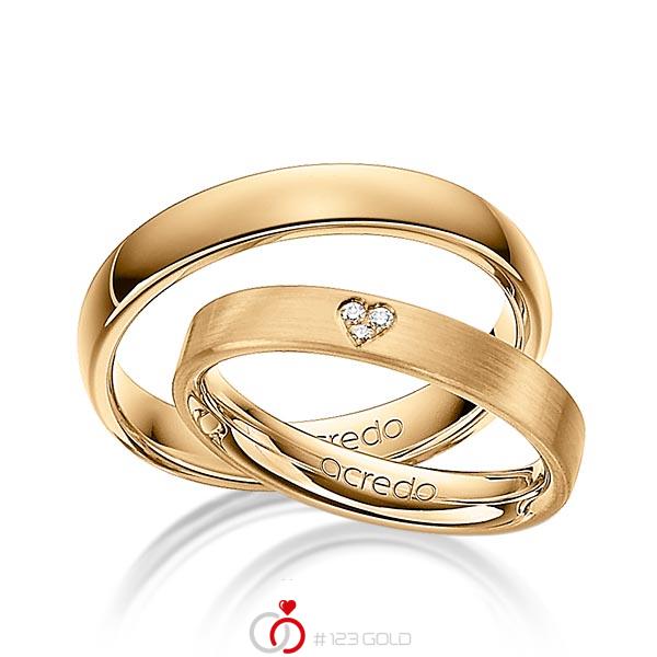 Set klassieke trouwringen in roségoud 14 kt. met in totaal 0,021 ct. Briljant tw/si van acredo - A-1243-4 Set klassieke trouwringen in roségoud 14 kt. met in totaal 0,021 ct. Briljant tw/si van acredo - A-1243-4