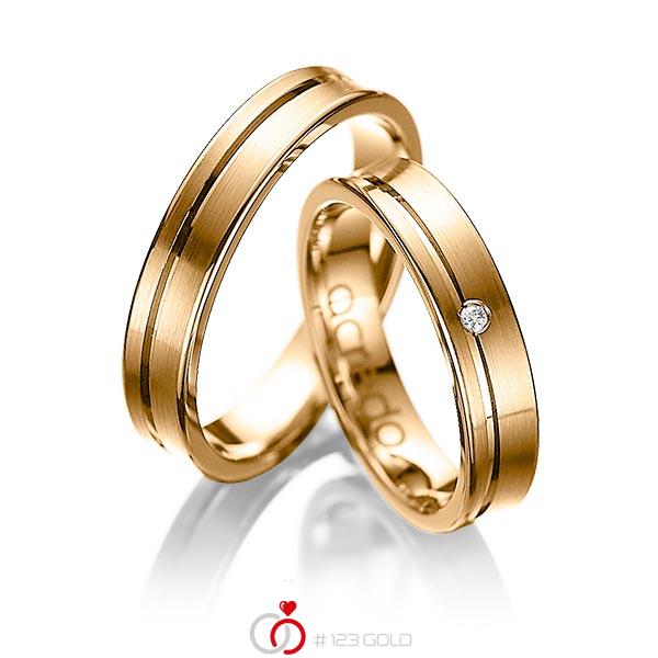 Set Klassieke trouwringen in roségoud 14 kt. met in totaal 0,02 ct. Briljant tw/si van acredo - A-1042-6 Set Klassieke trouwringen in roségoud 14 kt. met in totaal 0,02 ct. Briljant tw/si van acredo - A-1042-6