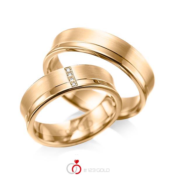 Set Klassieke trouwringen in roségoud 14 kt. met in totaal 0,02 ct. Briljant tw/si van acredo - A-1053-10 Set Klassieke trouwringen in roségoud 14 kt. met in totaal 0,02 ct. Briljant tw/si van acredo - A-1053-10