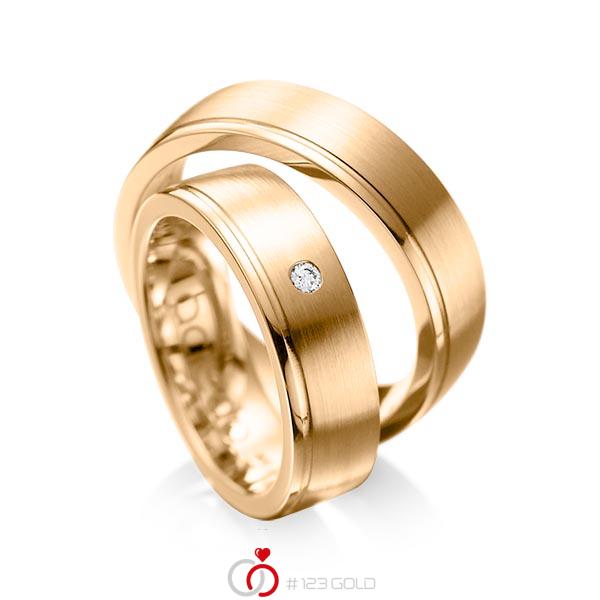 Set Klassieke trouwringen in roségoud 14 kt. met in totaal 0,03 ct. Briljant tw/si van acredo - A-1095-2 Set Klassieke trouwringen in roségoud 14 kt. met in totaal 0,03 ct. Briljant tw/si van acredo - A-1095-2