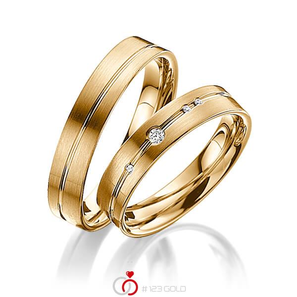 Set Klassieke trouwringen in roségoud 14 kt. met in totaal 0,045 ct. Briljant tw/si van acredo - A-3007-6 Set Klassieke trouwringen in roségoud 14 kt. met in totaal 0,045 ct. Briljant tw/si van acredo - A-3007-6