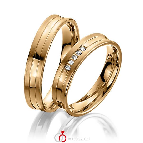 Set Klassieke trouwringen in roségoud 14 kt. met in totaal 0,04 ct. Briljant tw/si van acredo - A-4003-2 Set Klassieke trouwringen in roségoud 14 kt. met in totaal 0,04 ct. Briljant tw/si van acredo - A-4003-2