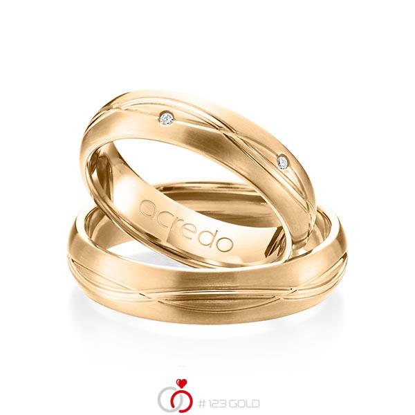 Set Klassieke trouwringen in roségoud 14 kt. met in totaal 0,06 ct. Briljant tw/si van acredo - A-1158-6 Set Klassieke trouwringen in roségoud 14 kt. met in totaal 0,06 ct. Briljant tw/si van acredo - A-1158-6
