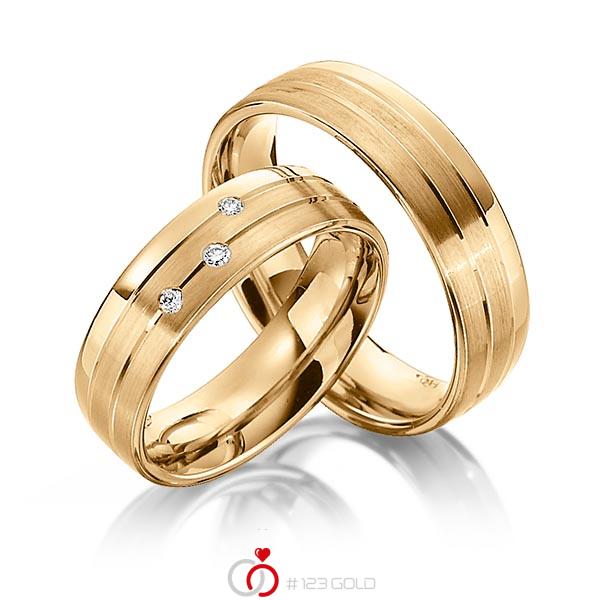 Set Klassieke trouwringen in roségoud 14 kt. met in totaal 0,06 ct. Briljant tw/si van Steinberg - Q-1340-4 Set Klassieke trouwringen in roségoud 14 kt. met in totaal 0,06 ct. Briljant tw/si van Steinberg - Q-1340-4