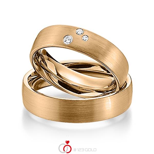 Set klassieke trouwringen in roségoud 14 kt. met in totaal 0,07 ct. Briljant tw/si van Steinberg - Q-1347-7 Set klassieke trouwringen in roségoud 14 kt. met in totaal 0,07 ct. Briljant tw/si van Steinberg - Q-1347-7