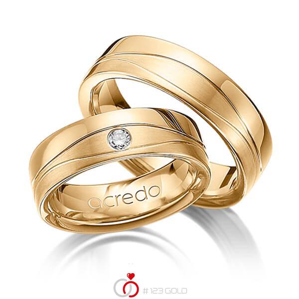 Set Klassieke trouwringen in roségoud 14 kt. met in totaal 0,08 ct. Briljant tw/si van acredo - A-1160-8 Set Klassieke trouwringen in roségoud 14 kt. met in totaal 0,08 ct. Briljant tw/si van acredo - A-1160-8