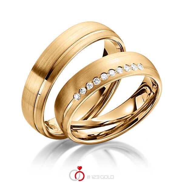 Set Klassieke trouwringen in roségoud 14 kt. met in totaal 0,1 ct. Briljant tw/si van Steinberg - Q-1346-7 Set Klassieke trouwringen in roségoud 14 kt. met in totaal 0,1 ct. Briljant tw/si van Steinberg - Q-1346-7