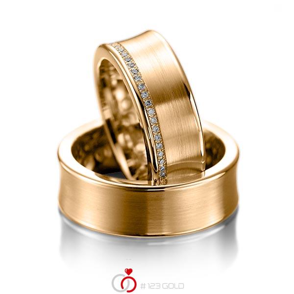 Set klassieke trouwringen in roségoud 14 kt. met in totaal 0,28 ct. Briljant tw/si van acredo - A-1058-5 Set klassieke trouwringen in roségoud 14 kt. met in totaal 0,28 ct. Briljant tw/si van acredo - A-1058-5