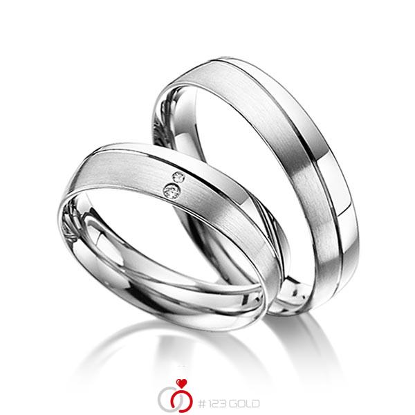 Set Klassieke trouwringen in witgoud 14 kt. met in totaal 0,015 ct. Briljant tw/si van acredo - A-3008-1 Set Klassieke trouwringen in witgoud 14 kt. met in totaal 0,015 ct. Briljant tw/si van acredo - A-3008-1
