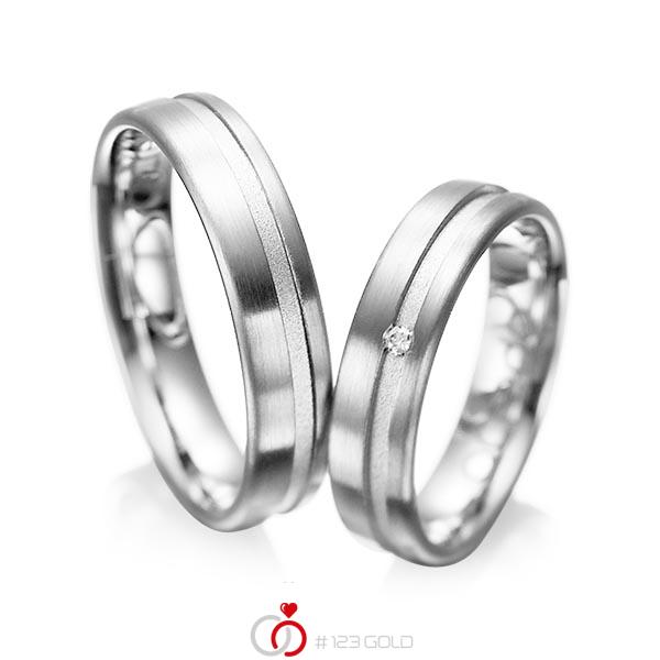 Set Klassieke trouwringen in witgoud 14 kt. met in totaal 0,02 ct. Briljant tw/si van acredo - A-1044-1 Set Klassieke trouwringen in witgoud 14 kt. met in totaal 0,02 ct. Briljant tw/si van acredo - A-1044-1
