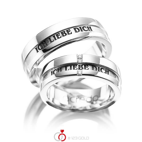 Set Klassieke trouwringen in witgoud 14 kt. met in totaal 0,03 ct. Briljant tw/si van acredo - A-1032-11 Set Klassieke trouwringen in witgoud 14 kt. met in totaal 0,03 ct. Briljant tw/si van acredo - A-1032-11