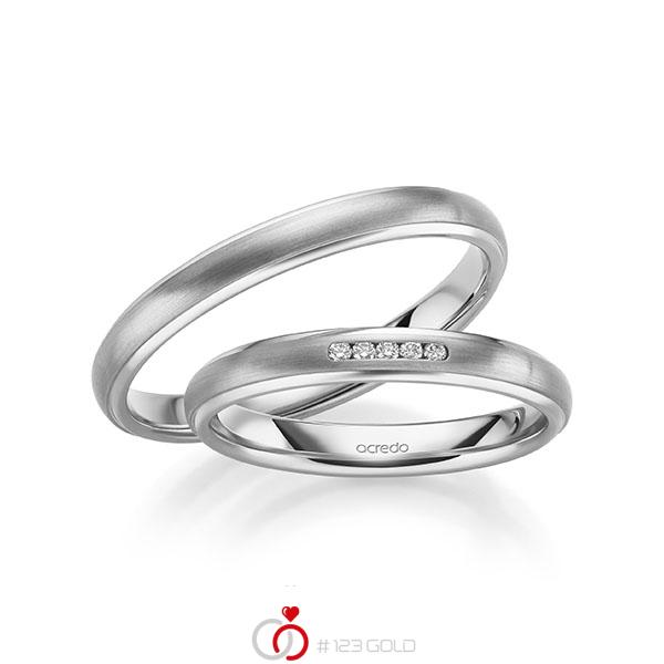 Set Klassieke trouwringen in witgoud 14 kt. met in totaal 0,04 ct. Briljant tw/si van acredo - S-1256-1 Set Klassieke trouwringen in witgoud 14 kt. met in totaal 0,04 ct. Briljant tw/si van acredo - S-1256-1