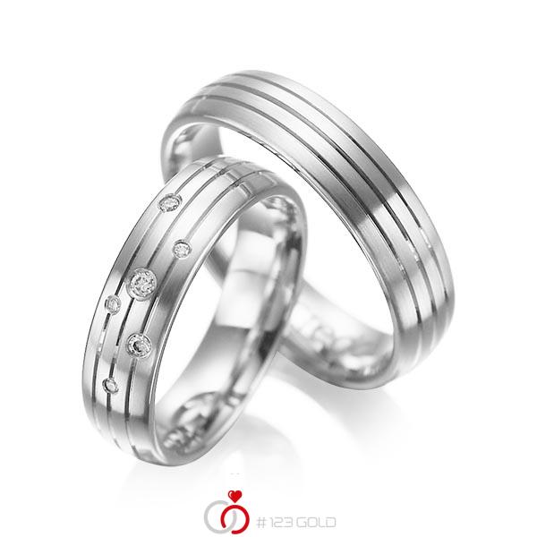 Set Klassieke trouwringen in witgoud 14 kt. met in totaal 0,055 ct. Briljant tw/si van acredo - A-1016-1 Set Klassieke trouwringen in witgoud 14 kt. met in totaal 0,055 ct. Briljant tw/si van acredo - A-1016-1