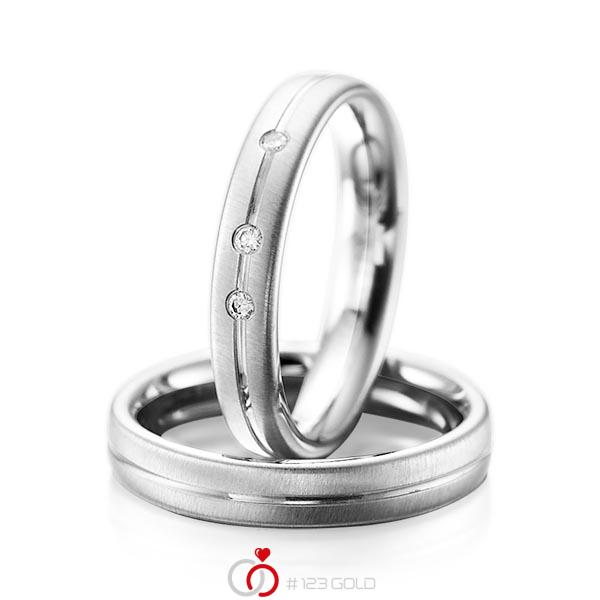 Set Klassieke trouwringen in witgoud 14 kt. met in totaal 0,06 ct. Briljant tw/si van acredo - A-1086-7 Set Klassieke trouwringen in witgoud 14 kt. met in totaal 0,06 ct. Briljant tw/si van acredo - A-1086-7