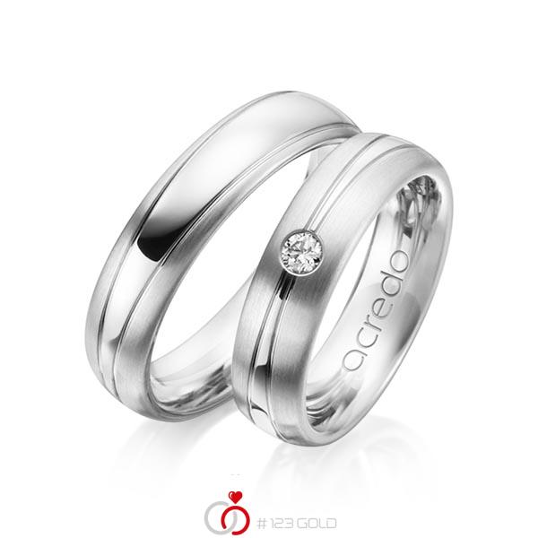 Set Klassieke trouwringen in witgoud 14 kt. met in totaal 0,1 ct. Briljant tw/si van acredo - A-1149-4 Set Klassieke trouwringen in witgoud 14 kt. met in totaal 0,1 ct. Briljant tw/si van acredo - A-1149-4