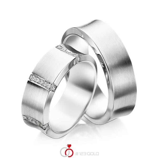 Set klassieke trouwringen in witgoud 14 kt. met in totaal 0,336 ct. Briljant tw/si van acredo - A-1096-6 Set klassieke trouwringen in witgoud 14 kt. met in totaal 0,336 ct. Briljant tw/si van acredo - A-1096-6