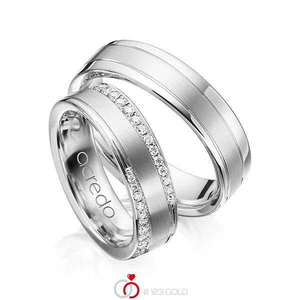 Set Klassieke trouwringen in witgoud 14 kt. met in totaal 0,556 ct. Briljant tw/si van acredo - A-1162-1 Set Klassieke trouwringen in witgoud 14 kt. met in totaal 0,556 ct. Briljant tw/si van acredo - A-1162-1