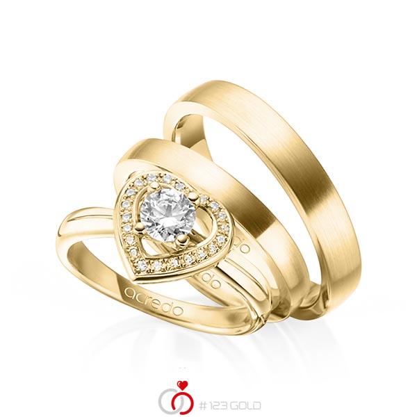Tri-Set in geelgoud 14 kt. met 0,4 ct. 22 stenen, samen 0,11ct. Briljant tw/si van acredo - A-1444-2 Tri-Set in geelgoud 14 kt. met 0,4 ct. 22 stenen, samen 0,11ct. Briljant tw/si van acredo - A-1444-2