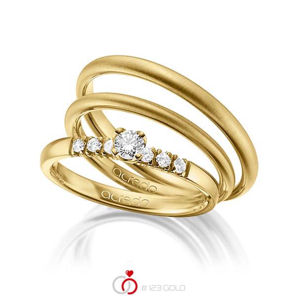 Tri-Set in geelgoud 14 kt. met in totaal 0,27 ct. Briljanten tw/si van acredo - A-1430-8 Tri-Set in geelgoud 14 kt. met in totaal 0,27 ct. Briljanten tw/si van acredo - A-1430-8