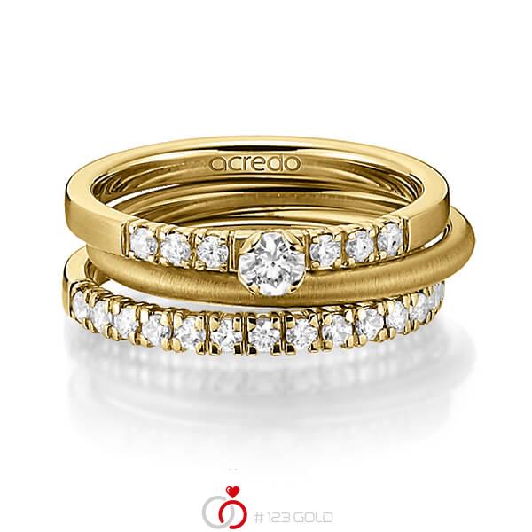 Tri-Set in Gelbgold 585 mit zus. 0,59 ct. Brillant tw, si von acredo - A-1439-5 Tri-Set in Gelbgold 585 mit zus. 0,59 ct. Brillant tw, si von acredo - A-1439-5