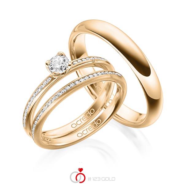 Tri-Set in Roségold 585 mit 0,3 ct. + zus. 0,28 ct. Brillant tw, si von acredo - A-1602-5 Tri-Set in Roségold 585 mit 0,3 ct. + zus. 0,28 ct. Brillant tw, si von acredo - A-1602-5