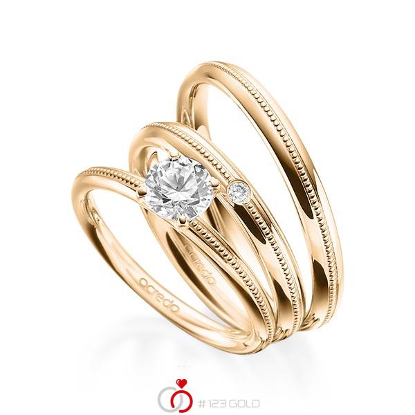 Tri Set In Rosegold 585 Mit 0 7 Ct Zus 0 03 Ct Brillant Tw Si Von Acredo