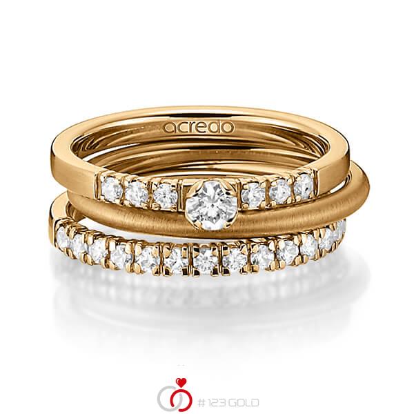 Tri-Set in Roségold 585 mit zus. 0,59 ct. Brillant tw, si von acredo - A-1439-7 Tri-Set in Roségold 585 mit zus. 0,59 ct. Brillant tw, si von acredo - A-1439-7