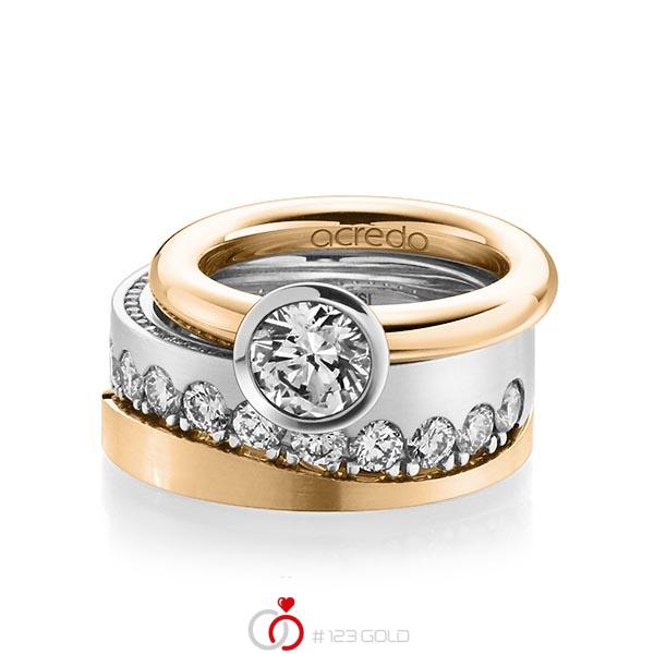 Tri-Set in Roségold 585 Weißgold 585 mit 1 ct. + zus. 1,385 ct. Brillant tw, vs tw, si von acredo - A-1237-1 Tri-Set in Roségold 585 Weißgold 585 mit 1 ct. + zus. 1,385 ct. Brillant tw, vs tw, si von acredo - A-1237-1