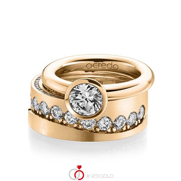Tri-Set in Roségold 750 mit 1 ct. + zus. 1,385 ct. Brillant tw, vs tw, si von acredo - A-1237-14 Tri-Set in Roségold 750 mit 1 ct. + zus. 1,385 ct. Brillant tw, vs tw, si von acredo - A-1237-14