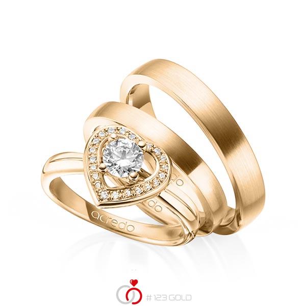 Tri-Set in roségoud 14 kt. met 0,4 ct. 22 stenen, samen 0,11ct. Briljant tw/si van acredo - A-1444-3 Tri-Set in roségoud 14 kt. met 0,4 ct. 22 stenen, samen 0,11ct. Briljant tw/si van acredo - A-1444-3